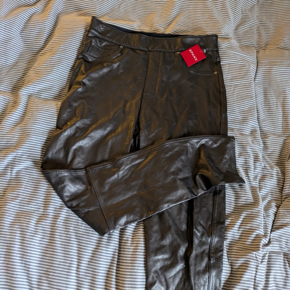 SPANX Shiny Black Faux Leather Leggings